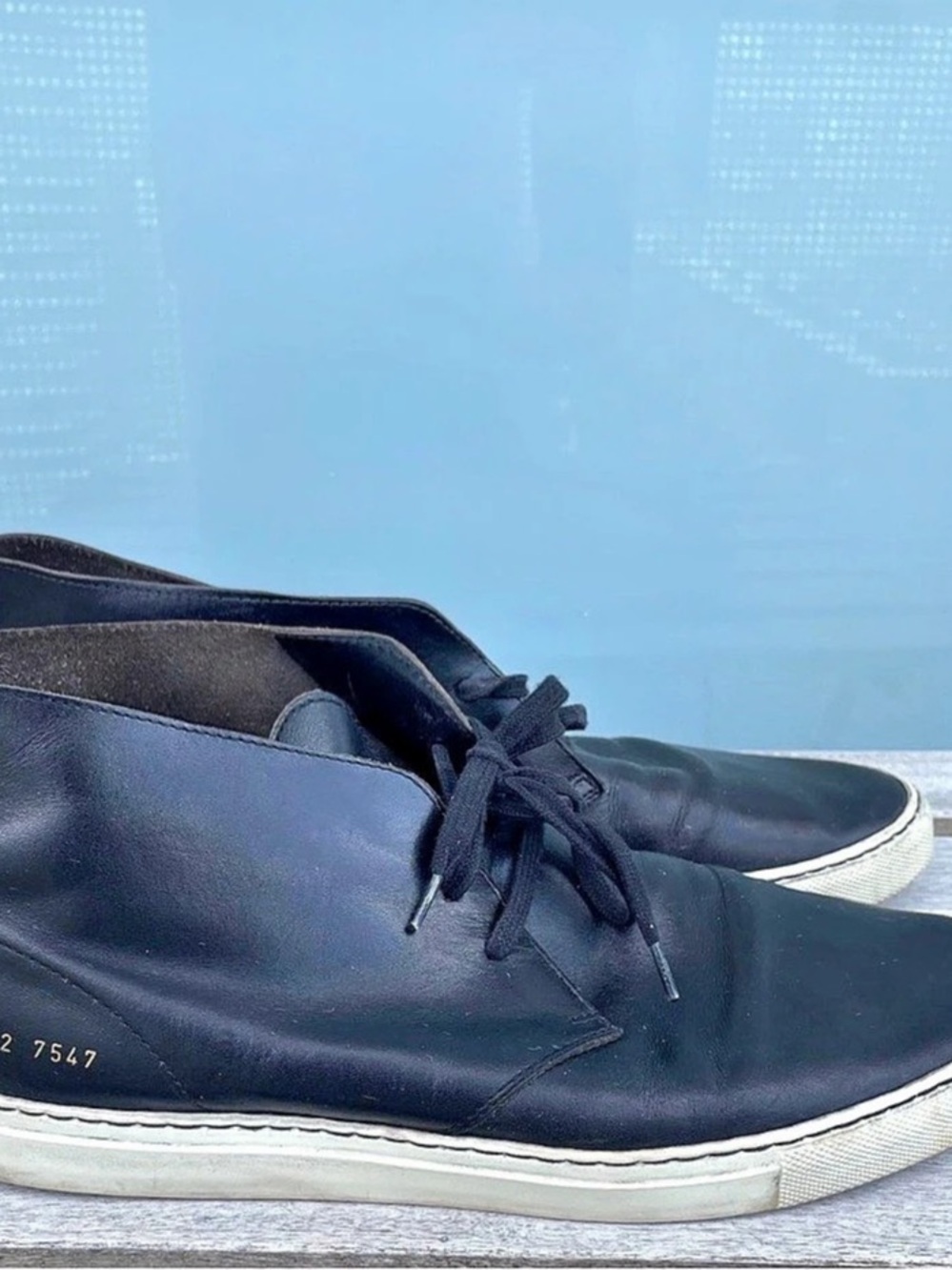 Common Projects Original Achilles Mid Black Leather High Top Sneakers